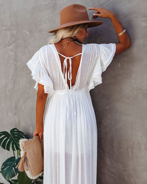 Boho Kimono Cover‑Up with Bamboo Buttons, Loose Beach Dress
