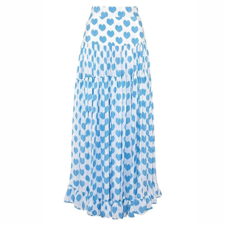 Blue Heart High-Waist Push-Up Bikini & Flowy Sarong Set