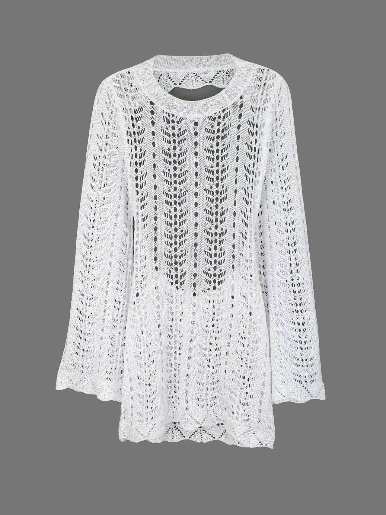 Crochet Knit Open Back Beach Cover-Up Dress