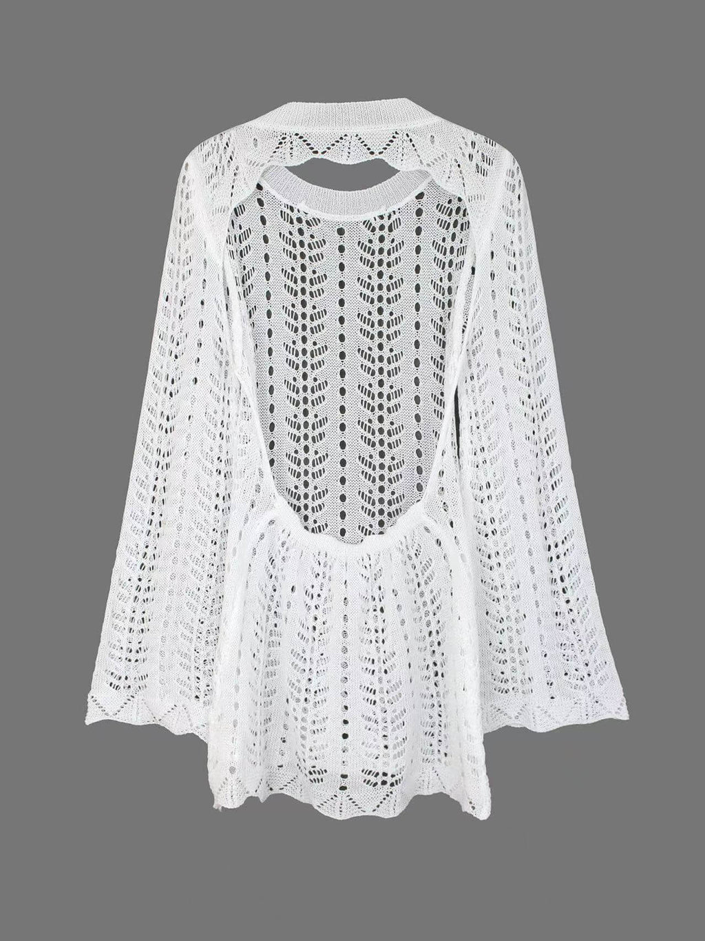 Crochet Knit Open Back Beach Cover-Up Dress