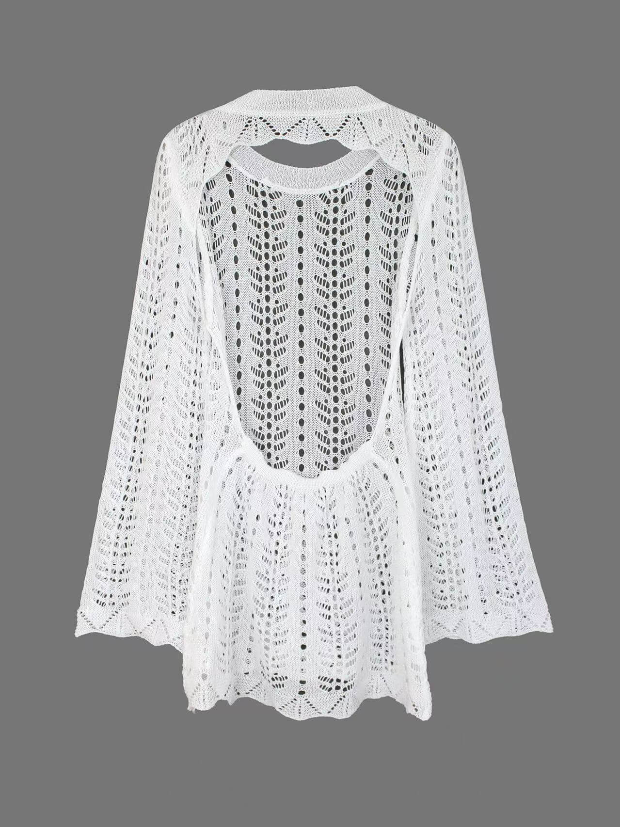 Crochet Knit Open Back Beach Cover-Up Dress