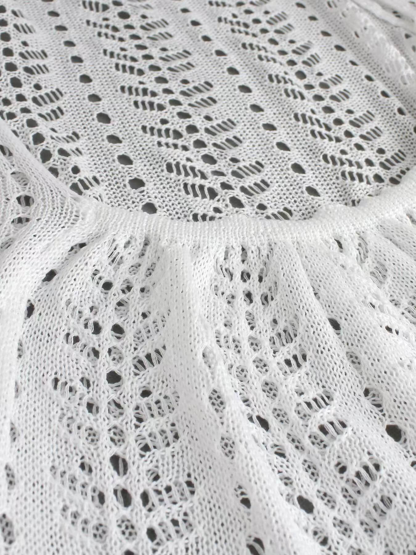 Crochet Knit Open Back Beach Cover-Up Dress