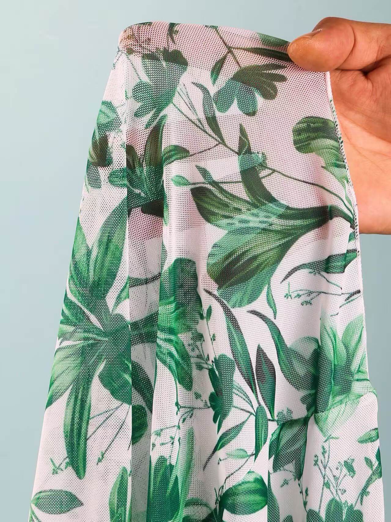 Floral Halter Deep V One-Piece Swimsuit & Matching Sarong Set