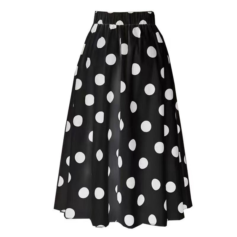 Vintage Polka Dot One Piece Swimsuit & Matching Sarong Skirt Set