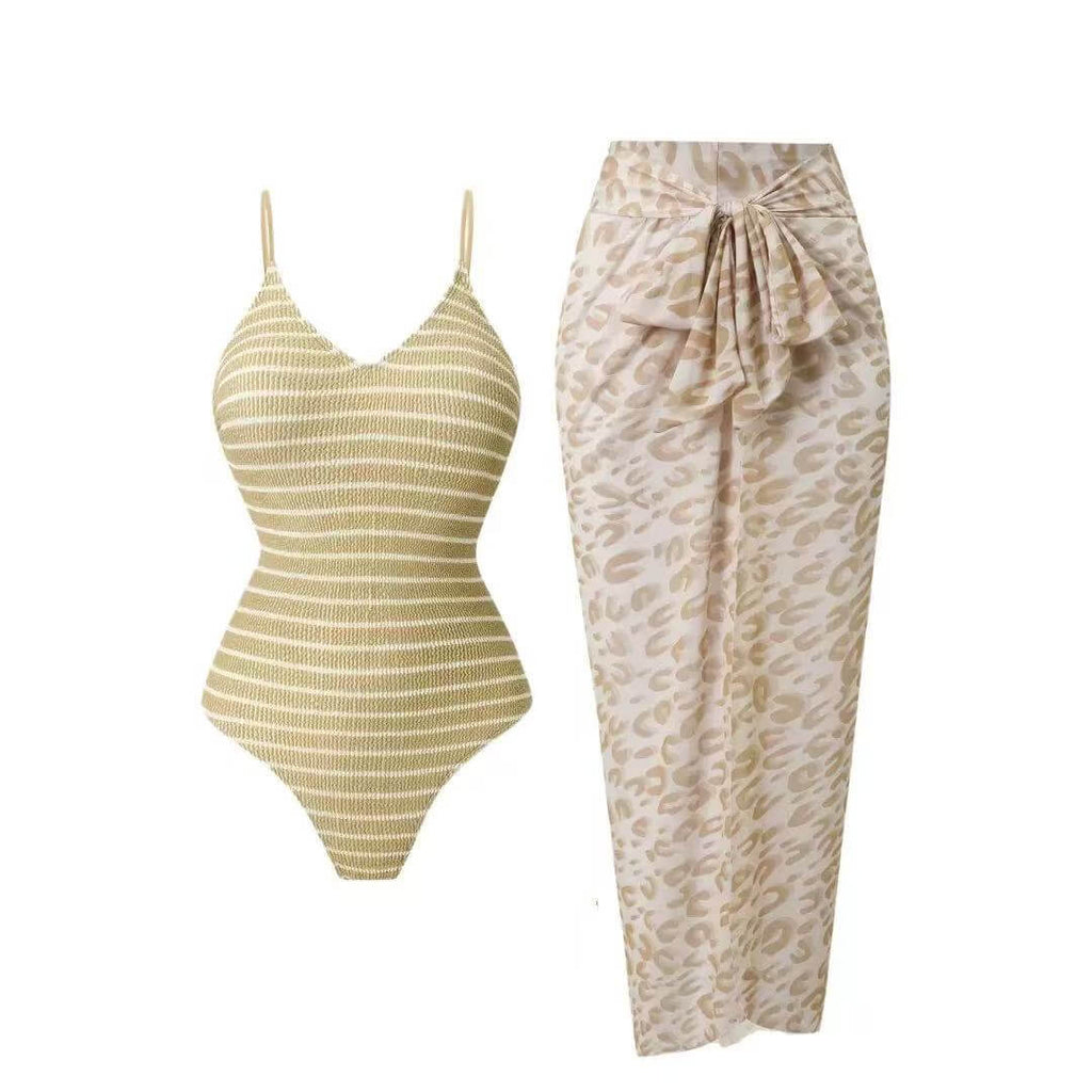 Desert Muse Textured One-Piece Swimsuit & Ruched Sarong Set