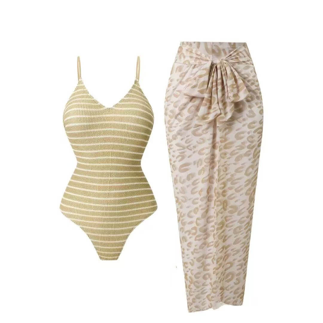 Desert Muse Textured One-Piece Swimsuit & Ruched Sarong Set